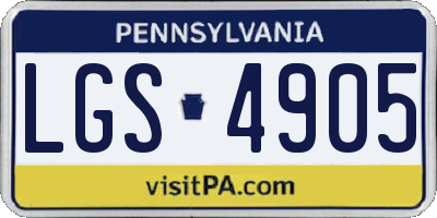 PA license plate LGS4905