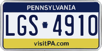 PA license plate LGS4910