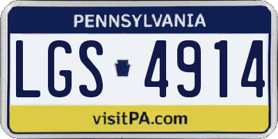 PA license plate LGS4914