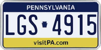 PA license plate LGS4915