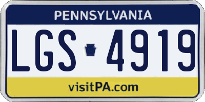 PA license plate LGS4919