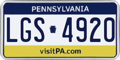 PA license plate LGS4920