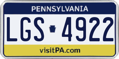 PA license plate LGS4922