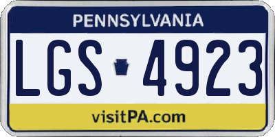 PA license plate LGS4923