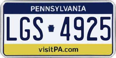 PA license plate LGS4925