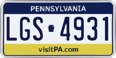 PA license plate LGS4931