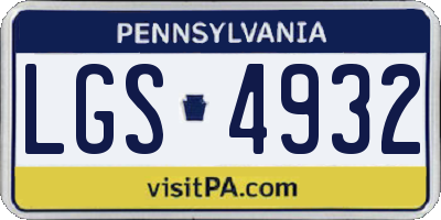 PA license plate LGS4932