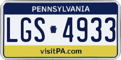PA license plate LGS4933