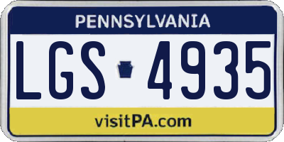 PA license plate LGS4935