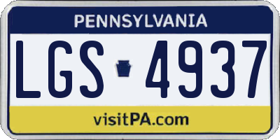 PA license plate LGS4937
