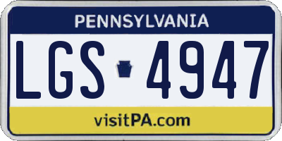 PA license plate LGS4947