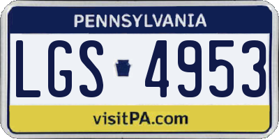 PA license plate LGS4953