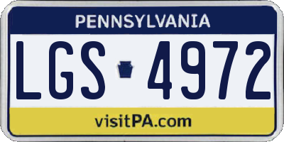 PA license plate LGS4972