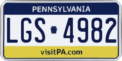 PA license plate LGS4982