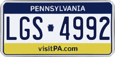 PA license plate LGS4992