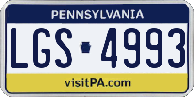 PA license plate LGS4993