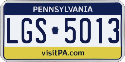 PA license plate LGS5013