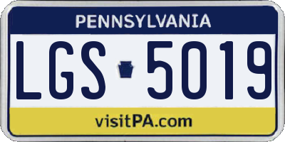 PA license plate LGS5019