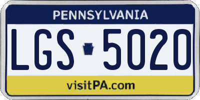 PA license plate LGS5020