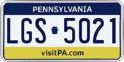 PA license plate LGS5021