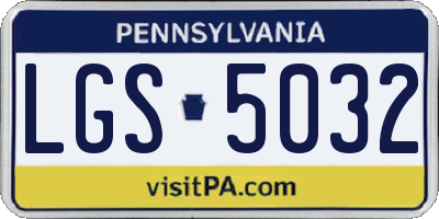 PA license plate LGS5032