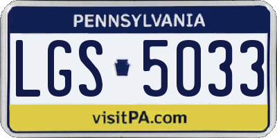 PA license plate LGS5033