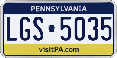 PA license plate LGS5035
