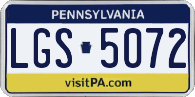 PA license plate LGS5072