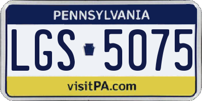 PA license plate LGS5075