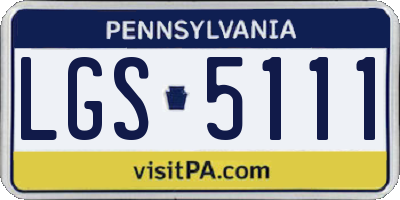 PA license plate LGS5111