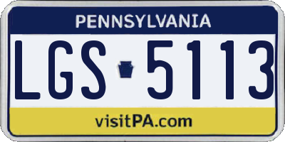 PA license plate LGS5113