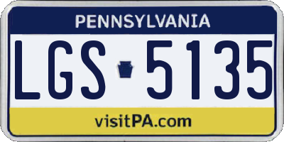 PA license plate LGS5135