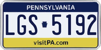 PA license plate LGS5192