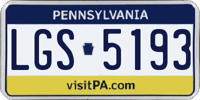 PA license plate LGS5193