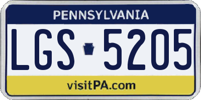 PA license plate LGS5205