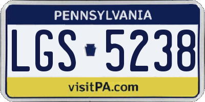PA license plate LGS5238