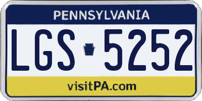 PA license plate LGS5252
