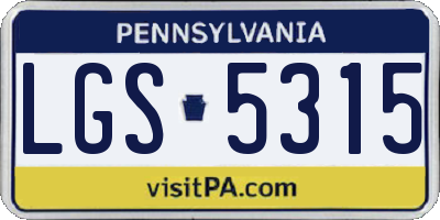 PA license plate LGS5315