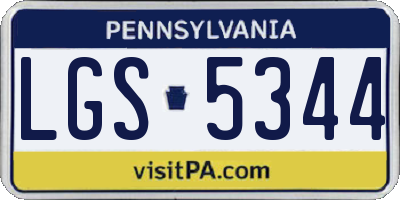 PA license plate LGS5344