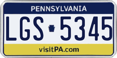 PA license plate LGS5345