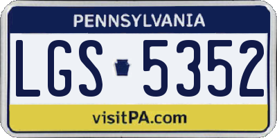 PA license plate LGS5352