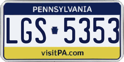 PA license plate LGS5353