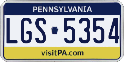 PA license plate LGS5354