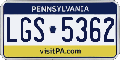 PA license plate LGS5362