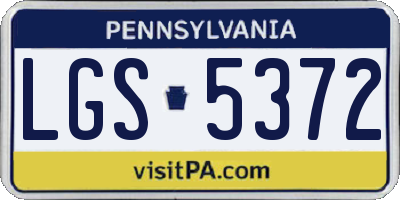 PA license plate LGS5372