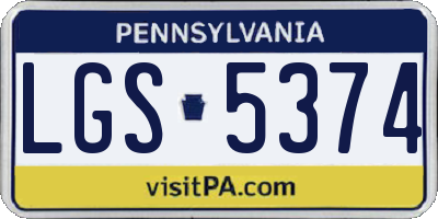 PA license plate LGS5374