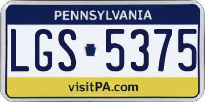 PA license plate LGS5375