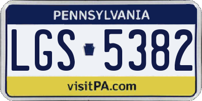 PA license plate LGS5382