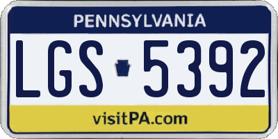 PA license plate LGS5392