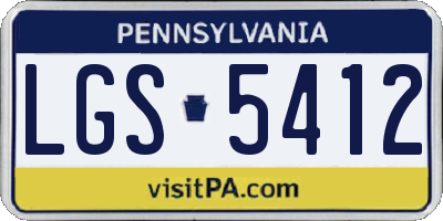 PA license plate LGS5412